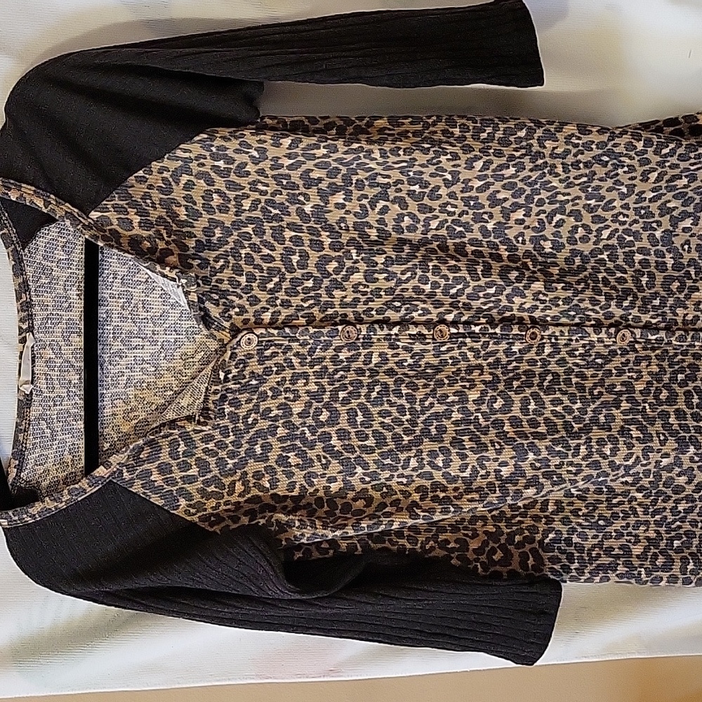Animal print Henley top